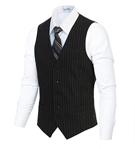 Gioberti Men's 5 Button Formal Wool Blend Tweed Pin Stripe Vest
