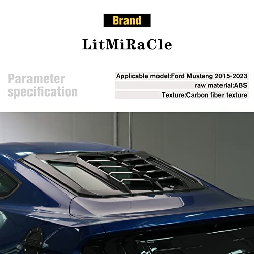 Litmiracle Rear Window Louvers Carbon Fiber Rear Windshield Sun Shade Cover Compatible With Ford Mustang 2015-2021, Upgrade Back Windshield Window Louvers Gt Lambo Style #TOP6