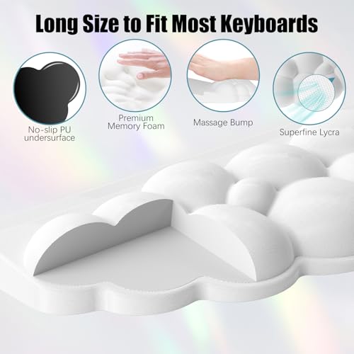 Ergonomic Wrist Rest for Keyboard and Mouse, Soft Memory Foam Cloud Keyboard Stand Pad with Wrist Rest Set with Non-Slip Silicone Base, Easy Typing, Pain Relief, Comfort for Office, Work, Gaming