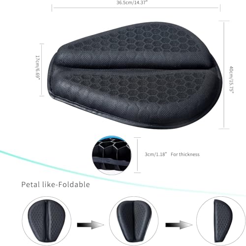 Image of PilloWillo 3D Gel Bike Seat Cushion Pad | Shock-Absorbing Honeycomb Gel Cover for Long Rides | Universal Fit for Bikes, Office & Car Seats | Durable, Breathable & Pressure Relief Support