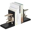 Aviation Decor Pilots Gifts,Airplane Decor Pilot Gifts for Men,Airplane Propeller Bookends Set for Aviation Lovers,Rustic Home Accessories Office Tudy Room Library Desktop Bookshelf