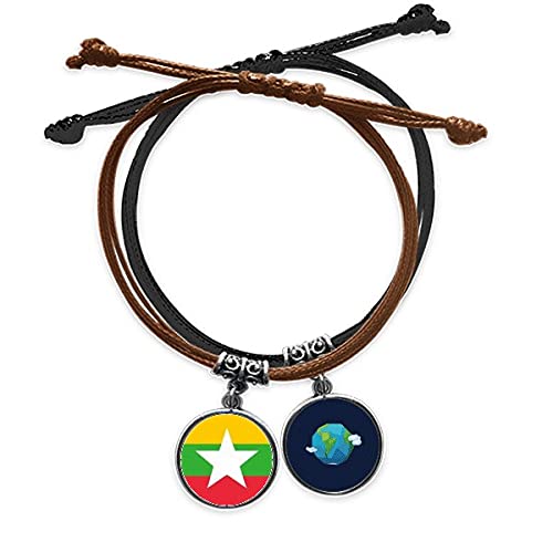 Pulsera de Myanmar bandera Asia cadena de mano trenzada ajustable