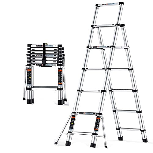 Genérico Escalera telescópica Escalera telescópica Multiusos Escalera telescópica Escalera Extensible para Ahorrar Espacio para Almacenamiento Escaleras de Aluminio para techos Oficina Hoga