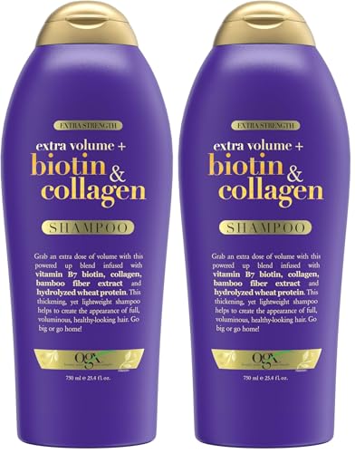 OGX Biotin & Collagen Extra Strength Volumizing Shampoo for Thicker,Fuller Hair,25.4 fl oz,(Pack of 2)