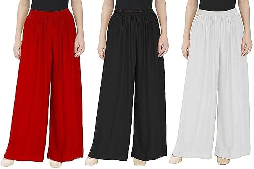 Leggfine Rayon Palazzo Pants for Womens | Loose Fit Palazzo for Womens | Elastic Waistband | Non-Transparent | Stylish Com...