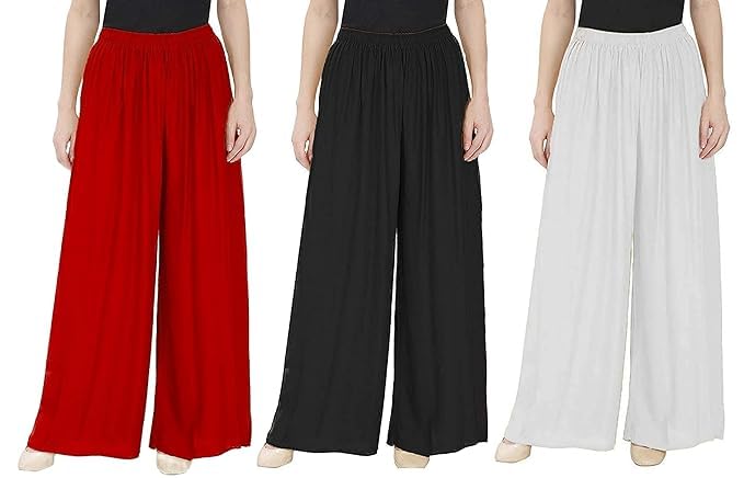 Leggfine Rayon Palazzo Pants for Womens | Loose Fit Palazzo for Womens | Elastic Waistband | Non-Transparent | Stylish Com... - Review, Price and Buying Guide