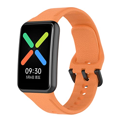 GIOPUEY Strap for OPPO Watch Free 2 in 1 Soft Silicone Watch Strap + TPU Screen Protector, Orange - Image 2