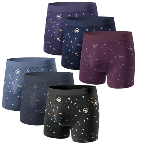 TEXLINA Mens Underwear Cotton Boxer Briefs Soft Breathable Moisture-Wicking Shorts No Ride Up Underwear for Men Pack 6