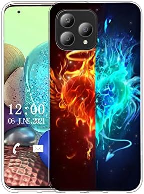 Sunrive Case compatible with CUBOT P80, Ultra Slim Transparent Soft Premium TPU Silicone Back Rubber Bumper Protector Patterns Cover(Cat, Ball)