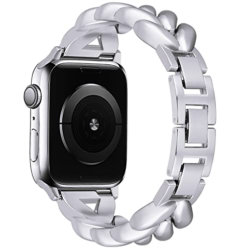 Visoom Sliver Bracelet Compatible For Series 8 Silver Apple Watch Bands 41Mm/40Mm/38Mm Series 7/Se Women Dressy Luxury Wristband Jewelry Metal Watch Strap Replacement For Iwatch Series 6/5/4/3/2/1 #TOP6