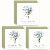 3 Sympathy Cards Pack – Thinking of You - Condolence Card for Bereavement Funeral and Loss – Multipack with Sage Green Envelopes - Size: 14cm