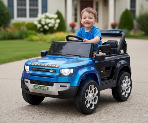 Image of Kids Defender 4X4 12V Electric Ride On Car, Blue Black