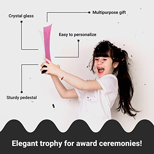 Trophy Award Made Of Crystal Glass - Large Award Trophy 15'' Tall - Appreciation Award Gift For Friends Or Employees - Easy To Customize - Ideal Prize For Competitions - Comes In Elegant Gift Box #TOP1