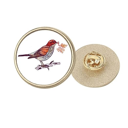 Broche oiseau et fleurs en métal doré de taille M pour femme