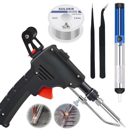 Internally Heated Industrial Welding Tools, Automatic Corded Solder Iron Electric Welding Tool Set, Multi-Function Soldering Iron Soldering Gun Set for Industrial Home DIY (Black,Internal Heat)