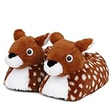 Aopuro Women Sika Deer Animal Slippers Cute Plush House Shoes Warm Novelty Cartoon Slippers Gifts for Birthday Christmas