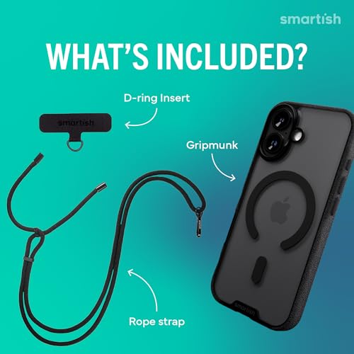 Image of Smartish iPhone 17 MagSafe Clear Case + Crossbody Lanyard Strap - Magnetic Slim Case - Anti-Yellow Thin Grip Cover + Detachable Shoulder Neck Strap for Apple iPhone 17 - Clearly Clear