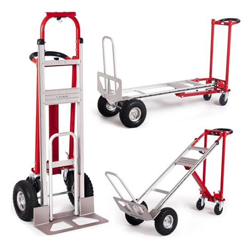 Roomark Hand Truck Dolly, 3 in 1 Aluminum Alloy Moving Dolly Heavy Duty, with Rubber Handle, Non-Slip Wheels, for Garage, Warehouse, Outdoor Delivery