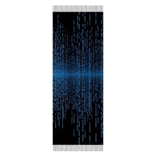 VstaDank The Blue Binary Matrix Scarf Fashion Shawl Wraps Warm Blanket Scarves Classic Tassel Scarfs Long Blanket Scarfs Winter Scarf