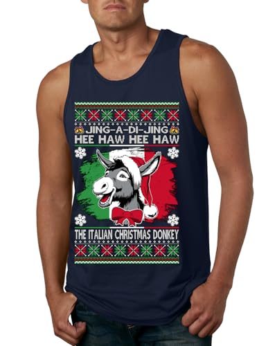 Jing a Di Jing Dominick The Italian Christmas Donkey Classic New York Brooklyn Xmas Song Lyrics Ugly Christmas Mens Tank Top
