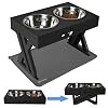 Wisedog erhöhter Hundenapf mit Silikonkissen für mittelgroße und große Hunde, verstellbar auf 3 Höhen, 2,8″, 7,5″ & 11,6″ Stand (Schwarz, mit Silikonpolster)