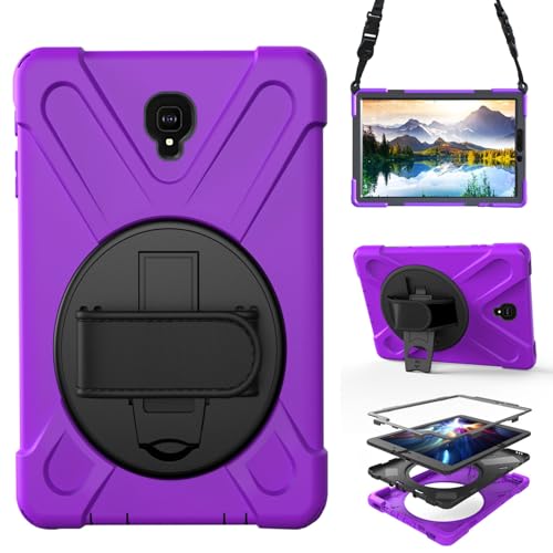 Case for Samsung Galaxy Tab S4 10.5 2018 (SM-T830/T835/T837),Portable Heavy Duty Dropproof Protective Cover Case with 360 Rotating Stand,Handle & Shoulder Strap,Stylus Pen (New Purple)