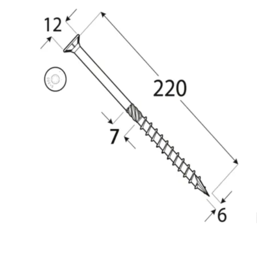 Caja de Tornillos para Madera Torx de 6x220mm (100 uds)