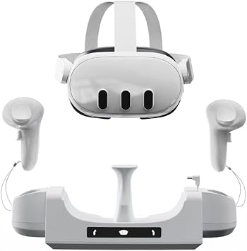 VR Charging Dock Meta/Oculus Quest 3 VR Headset Charging Cradle Stand for Quest 3 Controller Charging Station Accessories with Indicator Light Charging Stand for Oculus Quest 3