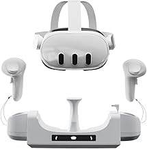 Ladestation für Meta Quest 3,Zubehör für Meta Quest 3 Ladestation mit Antirutschmatte,Ladegerät Display Ständer,Laden VR Headset und Controller Gleichzeitig,für Meta Quest 3 zubehör (Type 2)