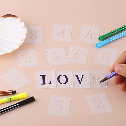 AIEX 43pcs 1 Inch Letter and Number Templates, Reusable Plastic Uppercase Letter Stencils Alphabet Stencils Punctuation Marks Symbol Numbers Craft Stencils for Scrapbook Painting DIY Craft