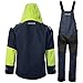 Men’s PRO Sailing Jacket Waterproof & Offshore Bib Pants + Hi-Vis Hoodie 3-Piece Wet Weather Gear for Crew & Ocean Racing (Navy, L)