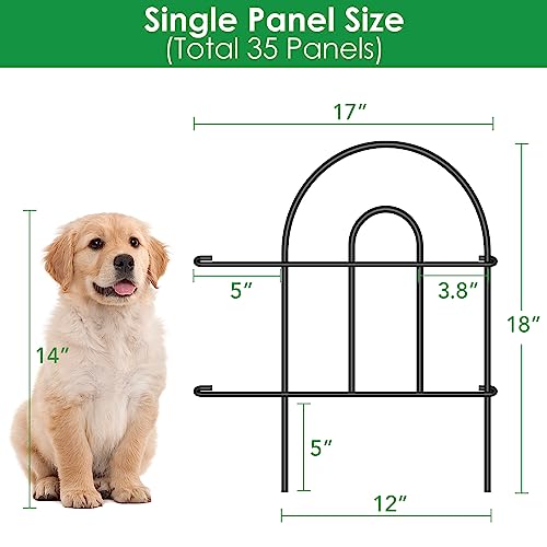 AMAGABELI GARDEN & HOME 35 Panels 18in(H)×50ft(L) Decorative Garden Fences and Borders for Dogs Garden Fencing Animal Barrier No Dig Rustproof Metal Fence Panels for Flower Bed Fence Black