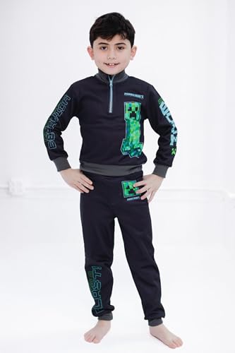 Image of Minecraft Creeper Fleece Half Zip Sweatshirt and Pants Outfit Set Little Kid to Big Kid Sizes (4-18-20)