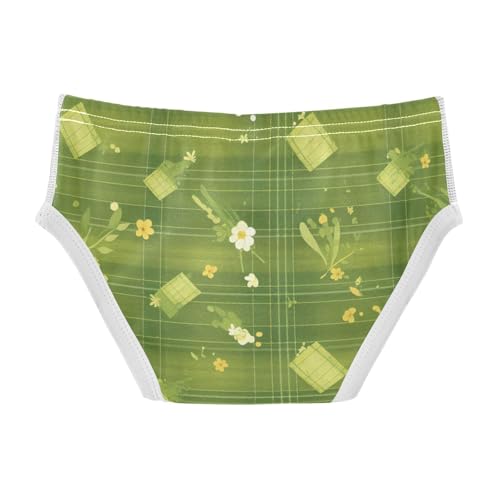 KLL Buffalo Plaid Green Little Boys Soft Nighttime Underwear Cute Children Panties2
