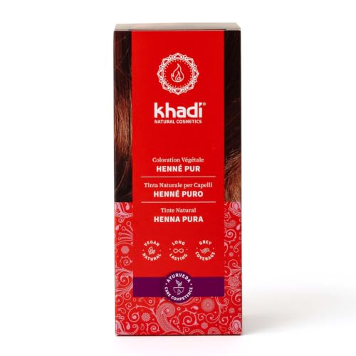 khadi HENNÉ PUR Coloration végétale - Coloration pour cheveux pour un rouge flamboyant, intense et lumineux - 100% végétale - 100 g