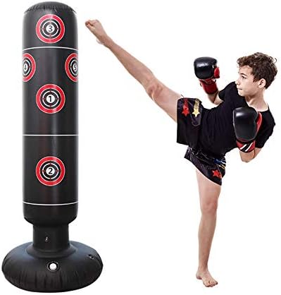 Inflatable Punching Bag Freestanding Kid’s Boxing Bag - Practice Target Columns, Durable PVC Material - Relaxing Kickboxing Bag for Adults and Children