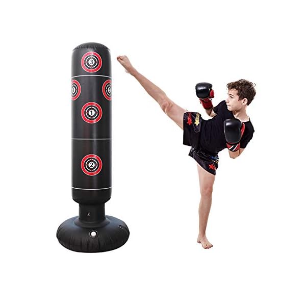 Inflatable Punching Bag Freestanding Kid’s Boxing Bag - Practice Target Columns, Durable PVC Material - Relaxing Kickboxing Bag for Adults and Children