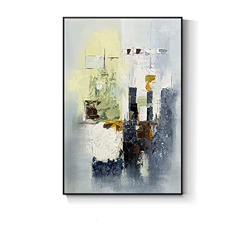 Peinture à l'huile fait main de style géométrie abstraite, œuvre sur toile premium 61x81 cm