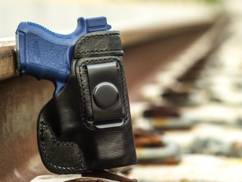OUTBAGS LOB2S-G26 (Black-Right) Genuine Leather IWB Conceal Carry Gun Holster for Glock 26 G26 9mm / Glock 27 G27 .40 / Glock 33 G33 .357 / Glock 39 G39 .45GAP. Handcrafted in USA.