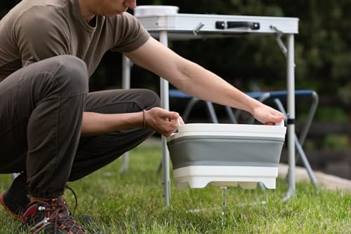 Cao Einziehbare Schüssel 9 Liter Erwachsene Unisex Grau/Weiß 30,5 x 30 cm - H 20 cm (aufgeklappt) - H 7 cm (zusammengeklappt)