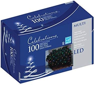 Celebrations Indoor/Outdoor LED Net Lights, 4' L x 6' W, 100 Multi-Color Lights