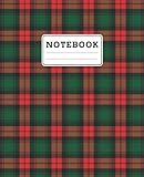  Plaid Red-Green Print Notebook  Wide-Ruled Lined Paper  100 Pages  For All Ages  Composition Notebook