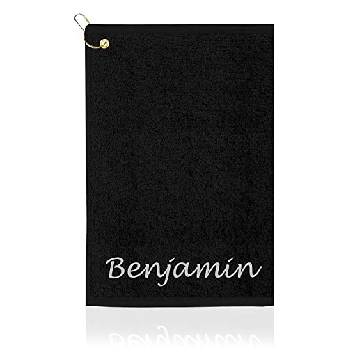 Personalized Golf Towel With Embroidered Name 16"X26" - Custom Golf Towels For Golf Bags For Men And Women - Cotton Plush Velour Golf Towels With Clip - Golf Accessories Gifts For Golfers - Black #TOP13