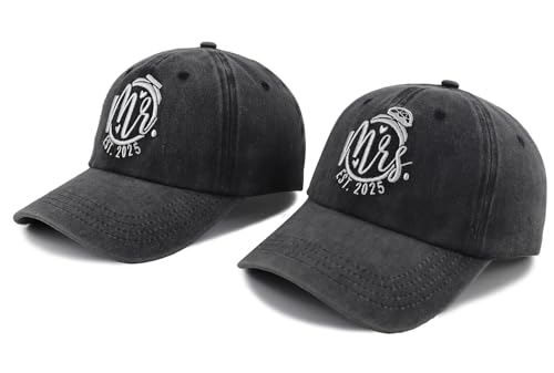 Image of 2025 Wedding Gifts for Bride Groom, Couples Her Wifey Mr Mrs Engagement, Honeymoon Outfits Essentials Baseball Cap for Bridal Gift Black