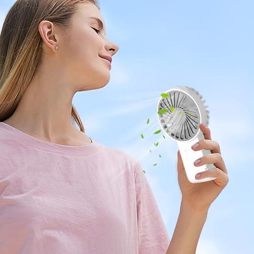 Générique Ventilateur personnel, ventilateur de main | Fan portable pour les voyages - 3 vitesses réglables, rechargeables, refroidisseur d'air silencieux sans fil pour extérieur, camping – Image 3