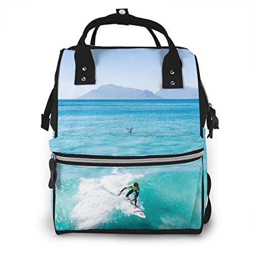 Surfer Catching A Crystal Clear Wave Drohne Shot Wickeltasche Multifunktionaler wasserdichter Reiserucksack Windeltaschen für Babypflege große