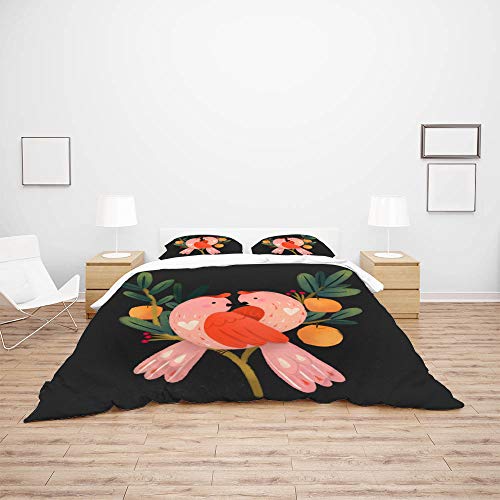 Parure de lit oiseaux roses infroissable en polyester ultra doux - 4