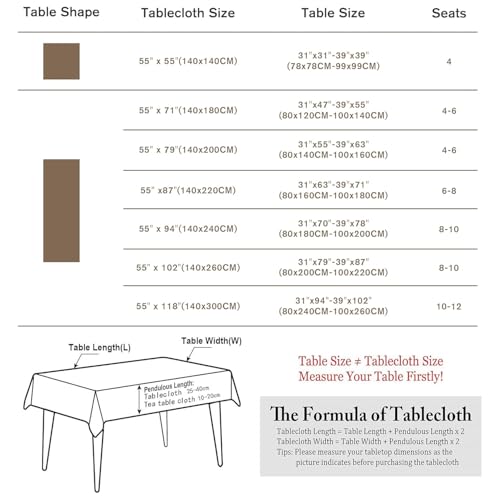 Pahajim tablecloths Rectangular Coffee Table Cover for Dining Table Tablecloths for Rectangle Tables Christmas Thanksgiving tablecloths (Light Blue Green, Rectangle/Oblong，55 x 118 Inch) by Pahajim - Image 6