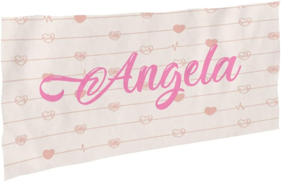 Love Hearts Beach Towel Personalized Custom with Their Own Name Soft Absorbent Microfiber Customized Bath Towel for Kid Women Couples (Option 1)