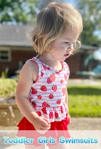 Ahegao Swimsuits for Little Girls Size 4 5 Polka Dots 4pcs Rashguard Bathing Suit for Girls 4 5 Years Quick Dry 4 Piece Swim Suits for Little Girl 4T 5T